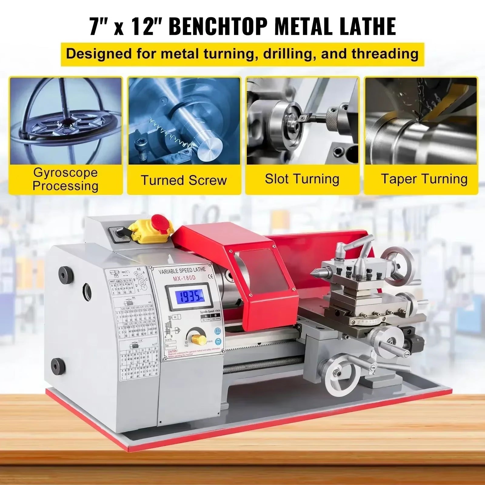 Sihao MX-180D Tornio Metalli 180x300mm 600W Display 220V
