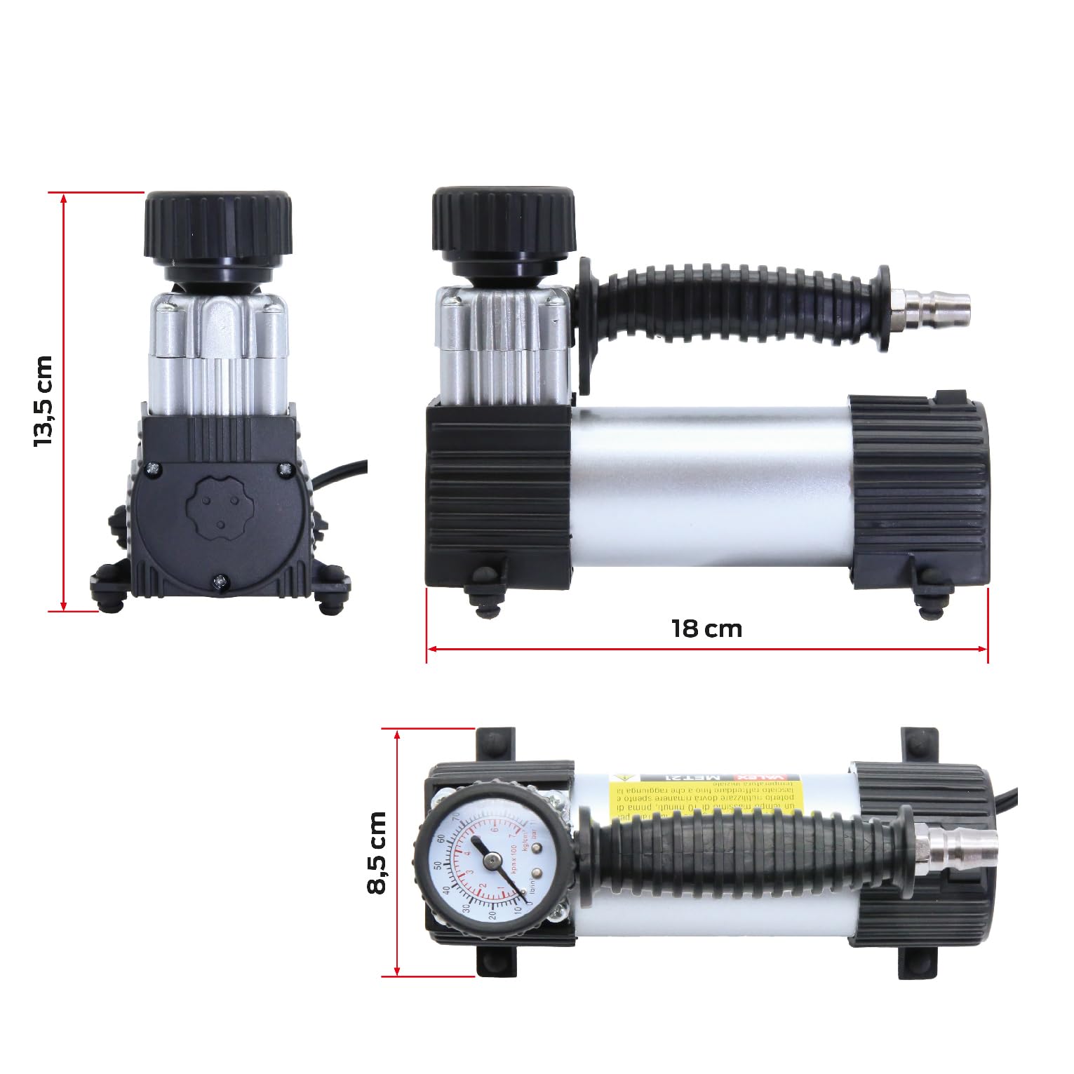 VALEX MET21 Minicompressore 12V auto 7 bar con manometro