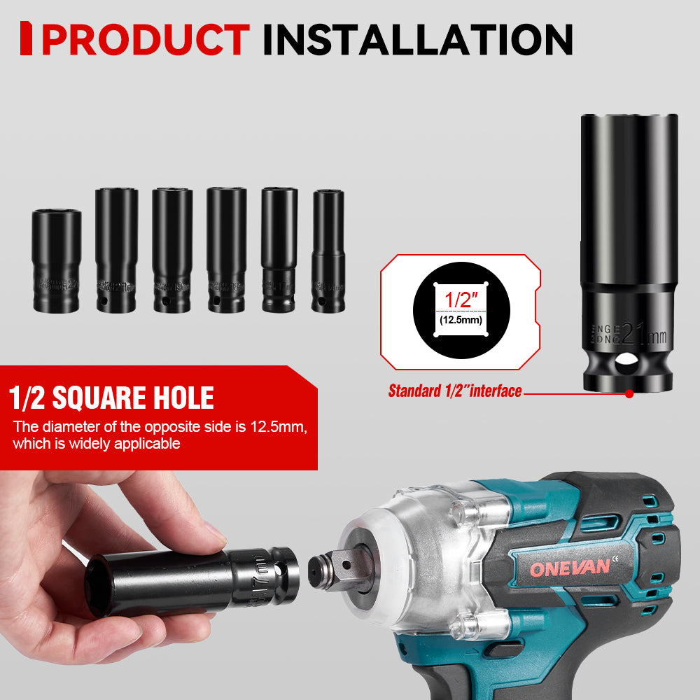 ONEVAN Automotive Tools chiave impulsi 1/2" 520N·m rossa EU