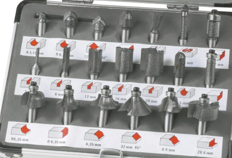 FERM PRA1008 set frese legno 20 pezzi gambo 8 mm metallo duro