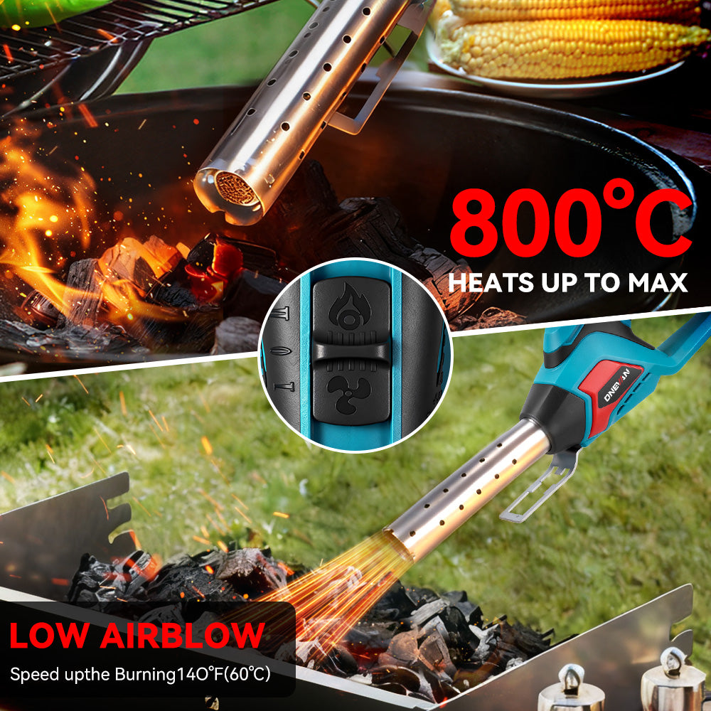 ONEVAN Home Improvement pistola termica 800°C 250L/min 2 batterie