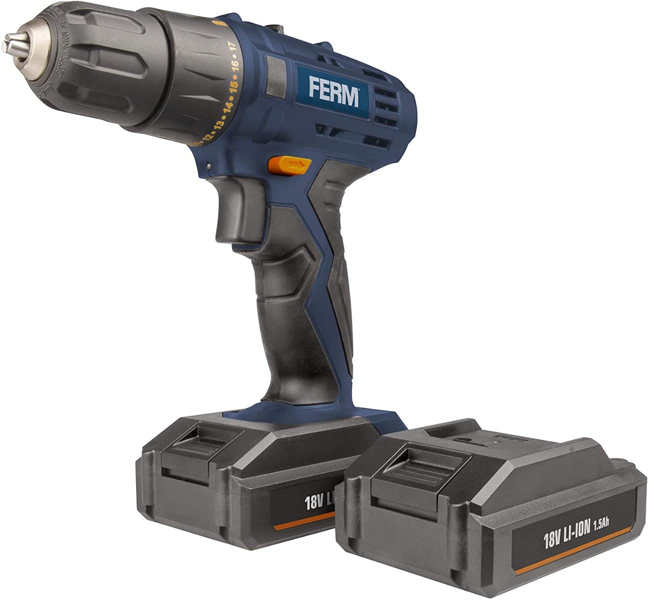FERM Trapano Avvitatore 18V 1,5Ah CDM1120 con 2 Batterie