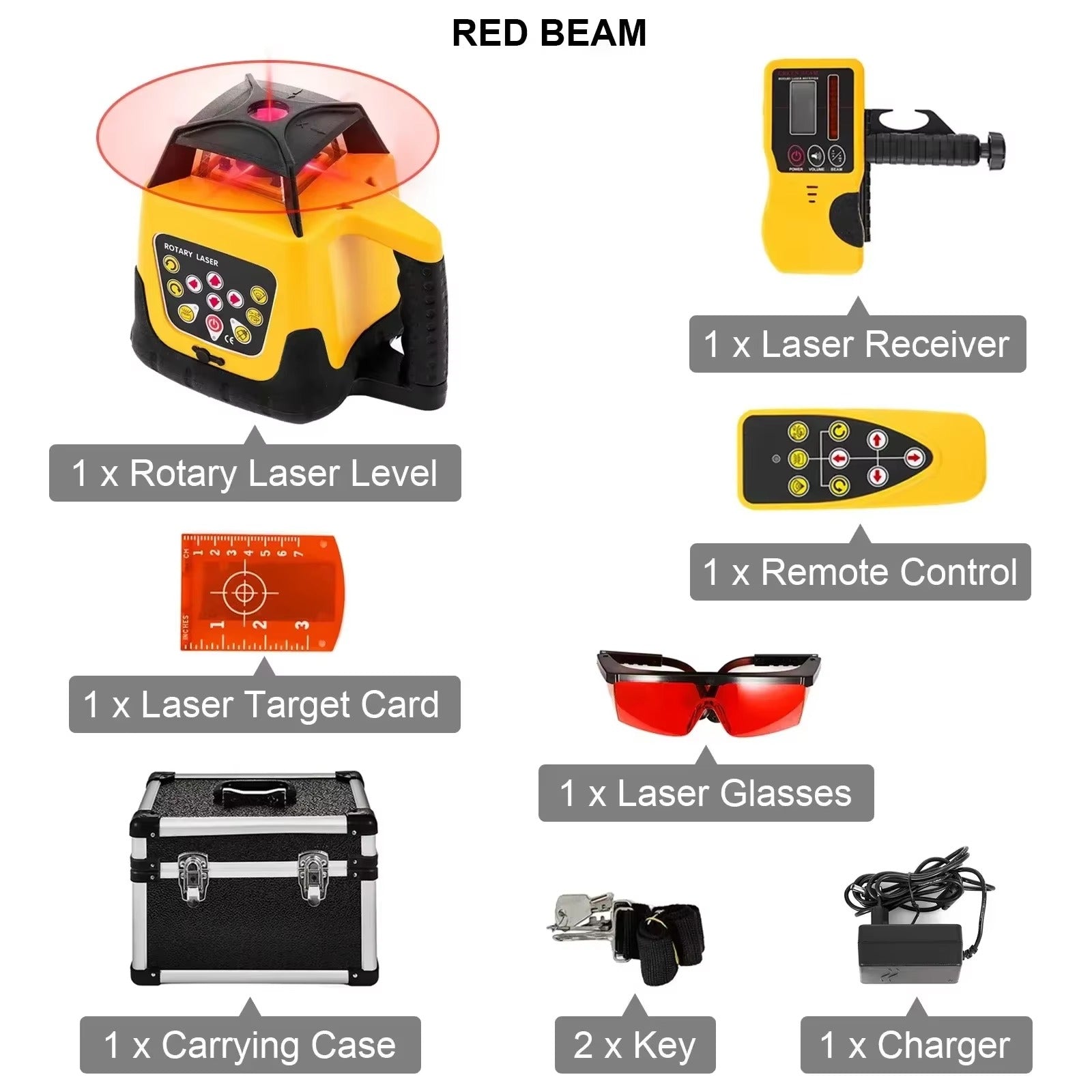 Sihao Surveying livello laser rotante raggio rosso 360° con ricevitore