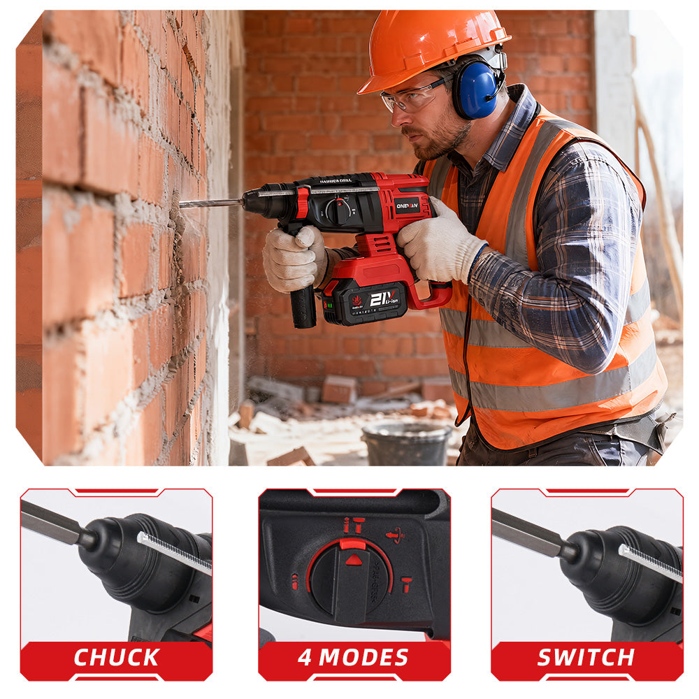 ONEVAN Home Improvement Martello Perforatore 26mm Brushless 20V
