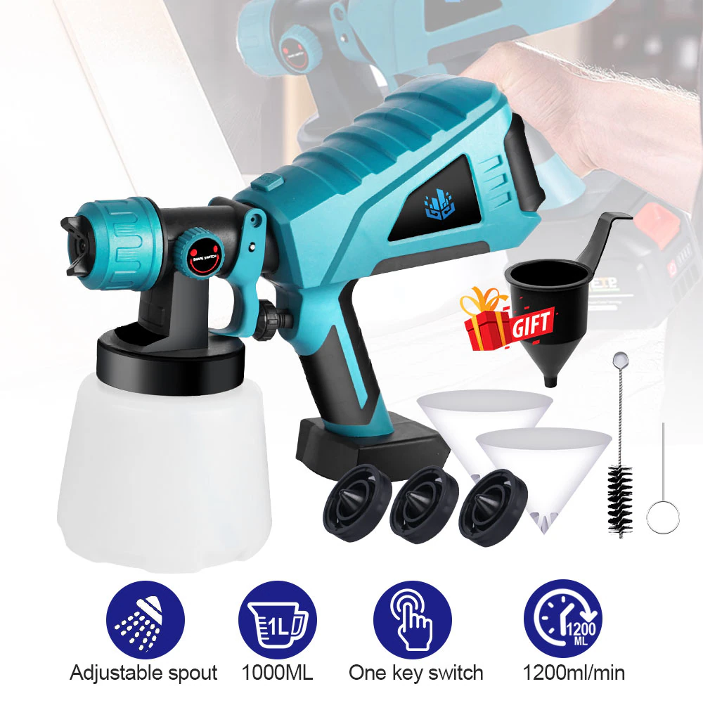 ONEVAN Home Improvement pistola vernice 1000ml 2 batterie EU