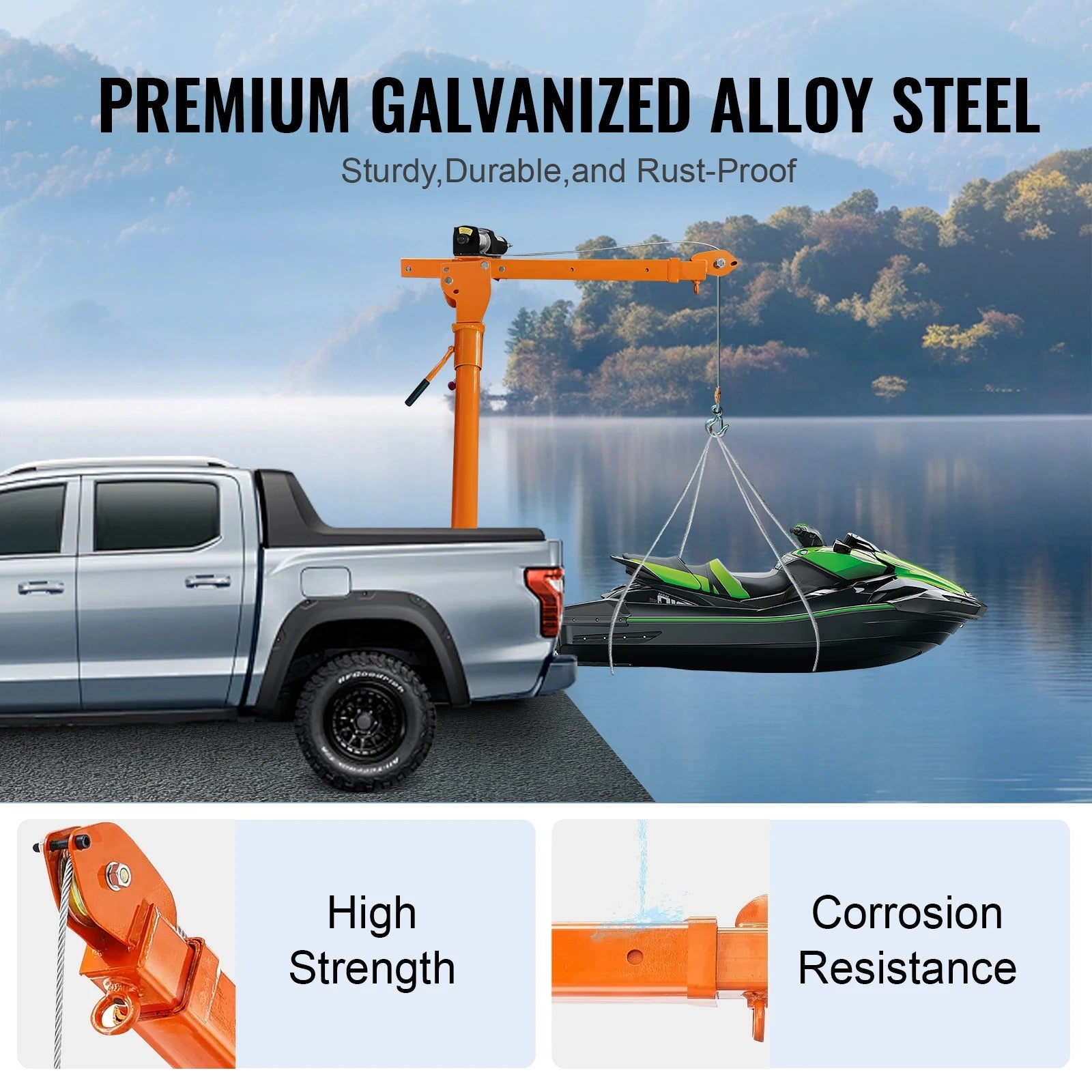 Sihao Winches Gru Camion 3500lbs con Verricello 1100lbs 360°