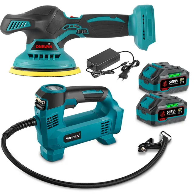 ONEVAN Cordless Tool Set kit gonfiatore + lucidatrice 3Ah