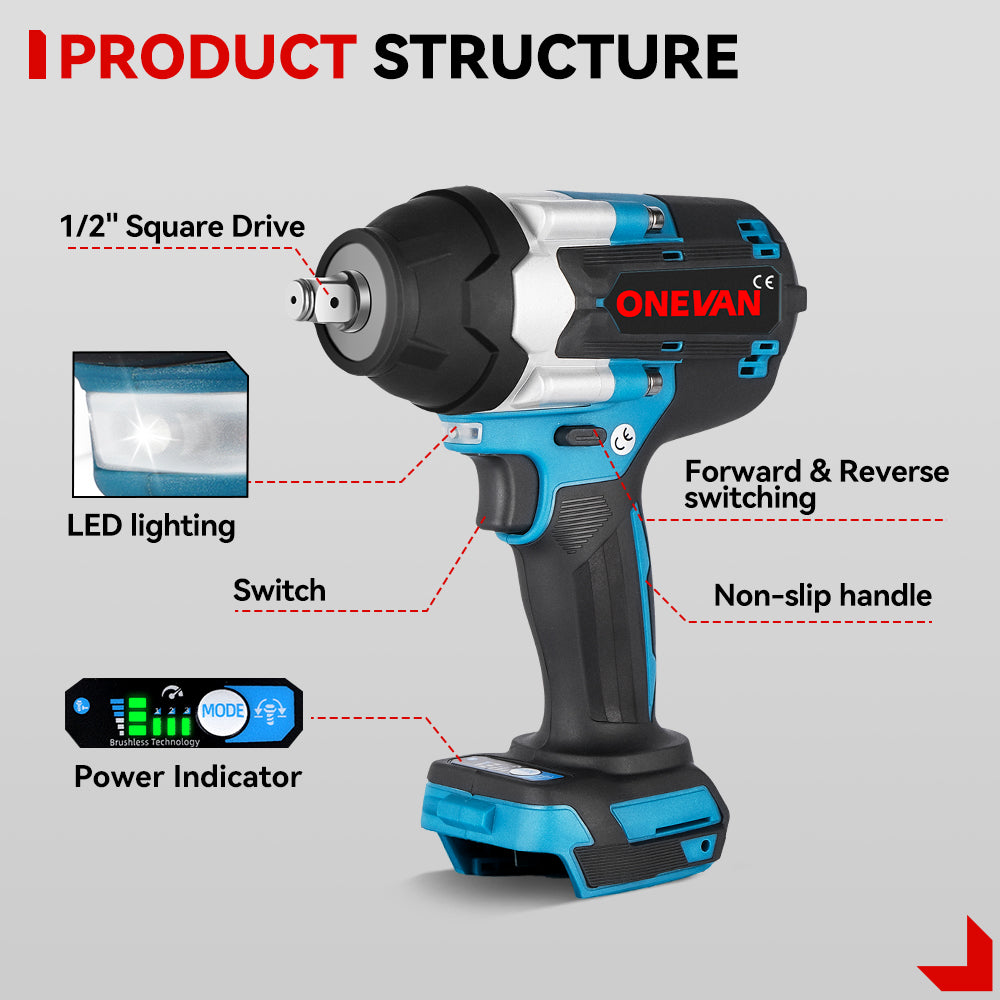 ONEVAN Cordless Tool Set avvitatore 1/2"+1/4" 3Ah EU
