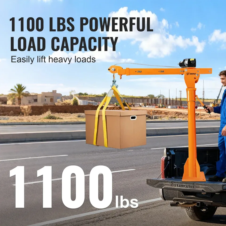 Sihao Winches Gru Camion 3500lbs con Verricello 1100lbs 360°