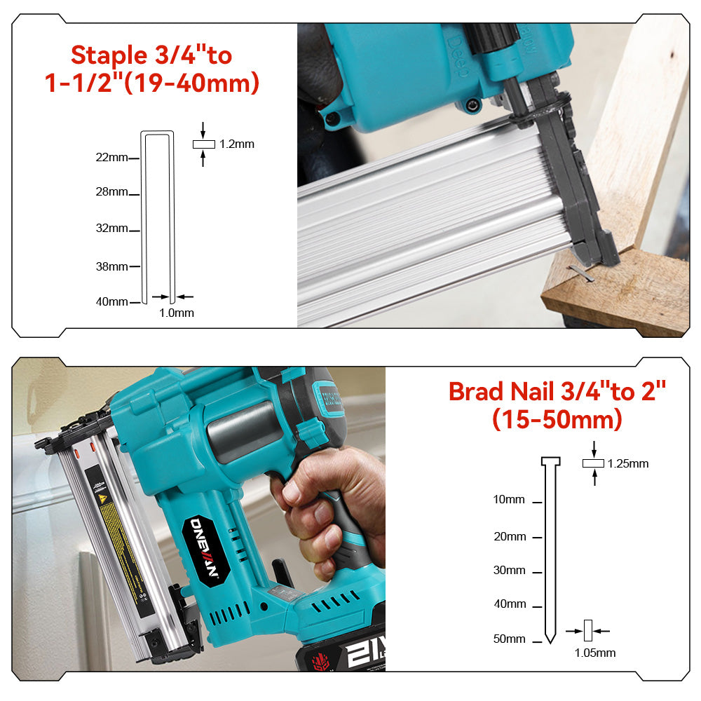 ONEVAN Woodworking Sparachiodi 2in1 F15-F50 Blu solo corpo