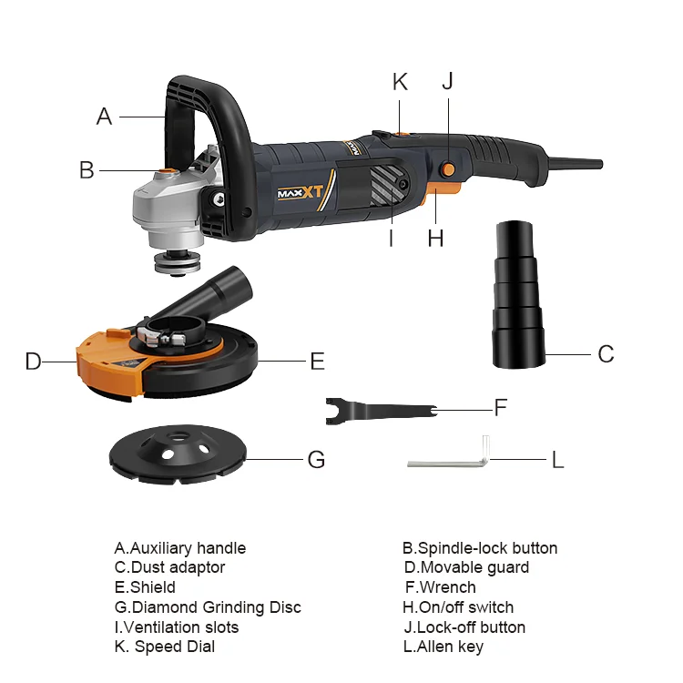 MAXXT Grinder MG1500 levigatrice cemento 1500W 125 mm