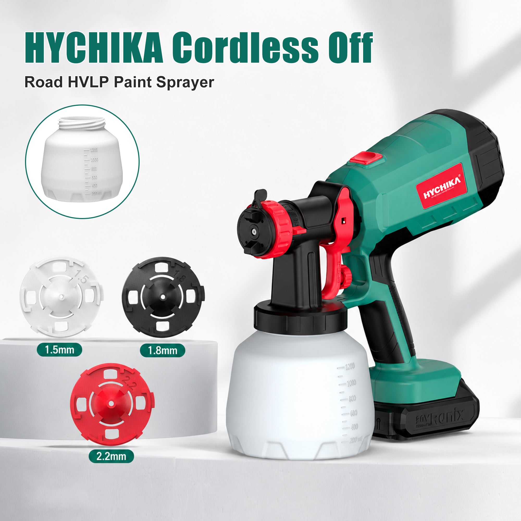 HYCHIKA Paint Sprayers HVLP 600W pistola a spruzzo 1200ml ugello 2,2mm