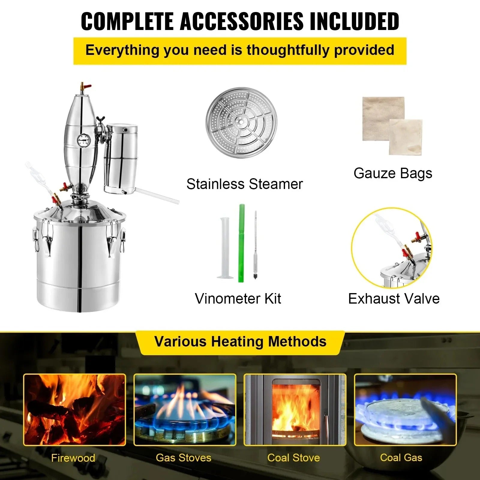 Sihao distillatore inox 20L con colonna in rame