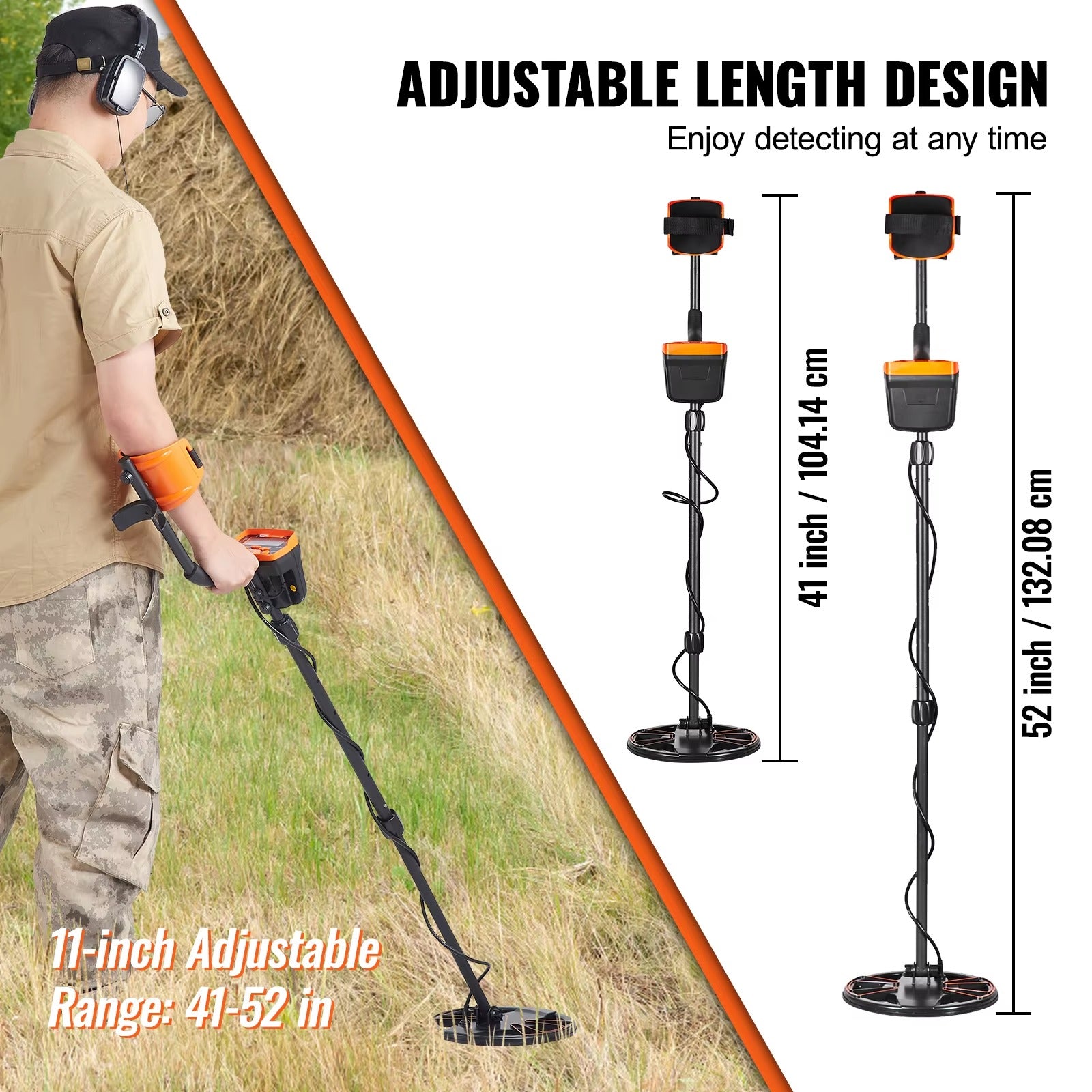 Sihao DSP metal detector 10" LCD 7 modalità asta 104-132cm