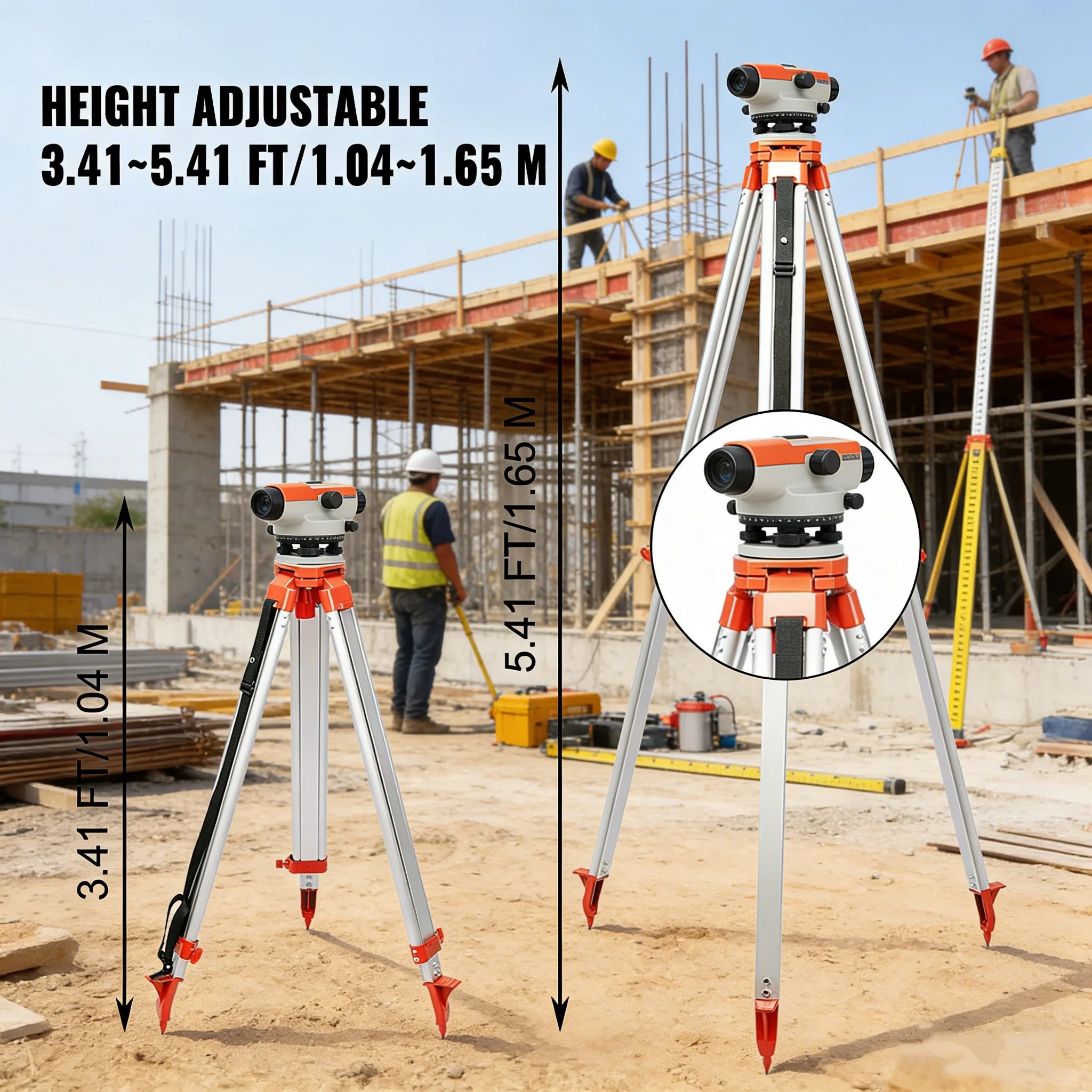 Sihao Surveying Treppiede Laser 1,65m con Stadia 5m Alluminio