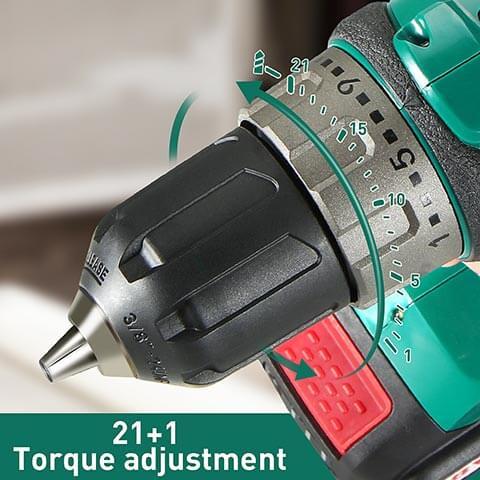 HYCHIKA Drills & Drivers kit trapano + avvitatore 18V 160Nm 2 batterie