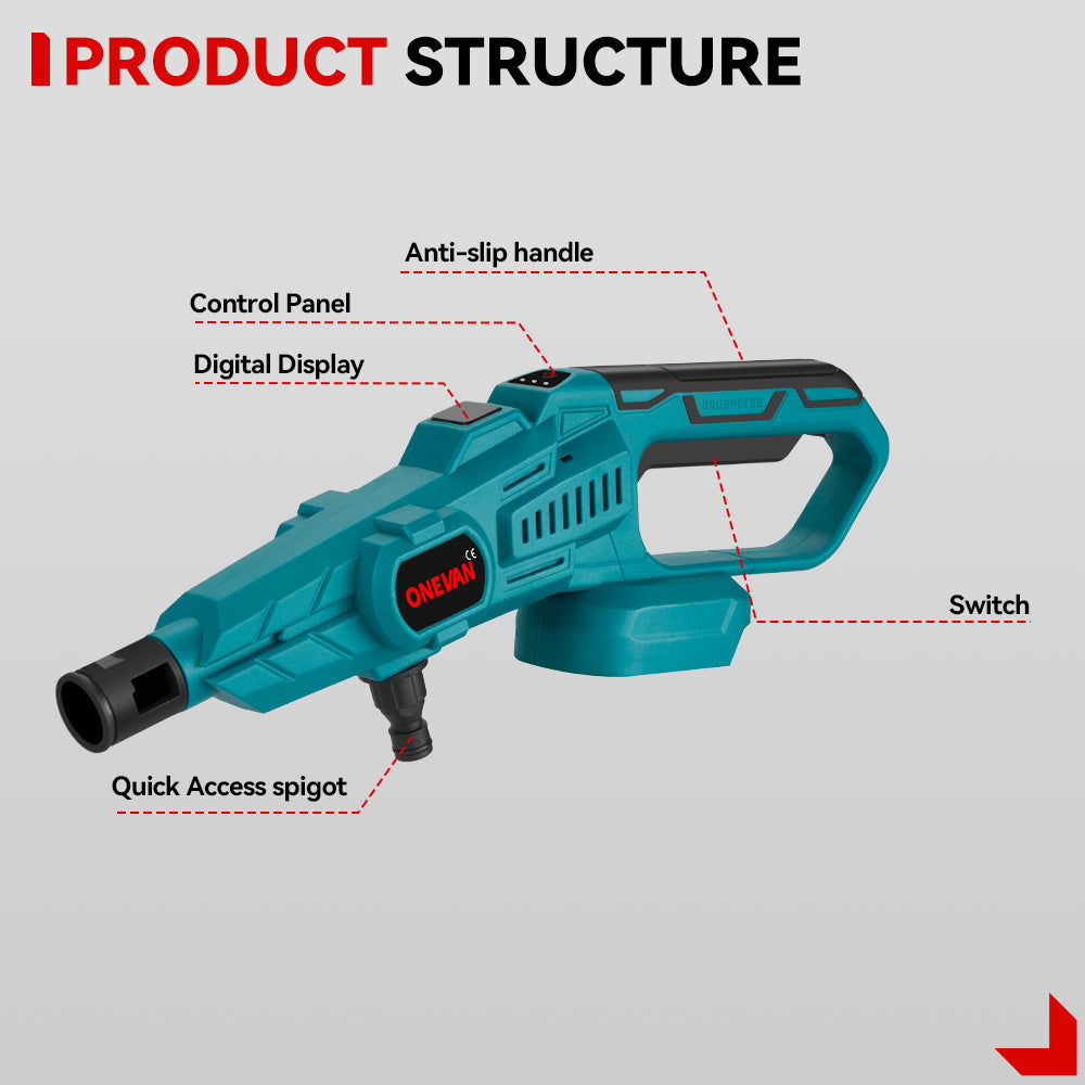ONEVAN Cordless Tool Set idropulitrice 12 bar + lucidatrice 3.0Ah