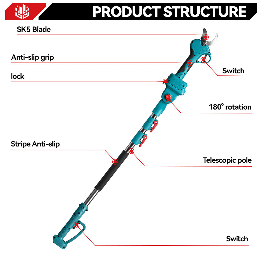 ONEVAN Garden Tools forbici potatura 45mm 2 batterie taglio 40mm