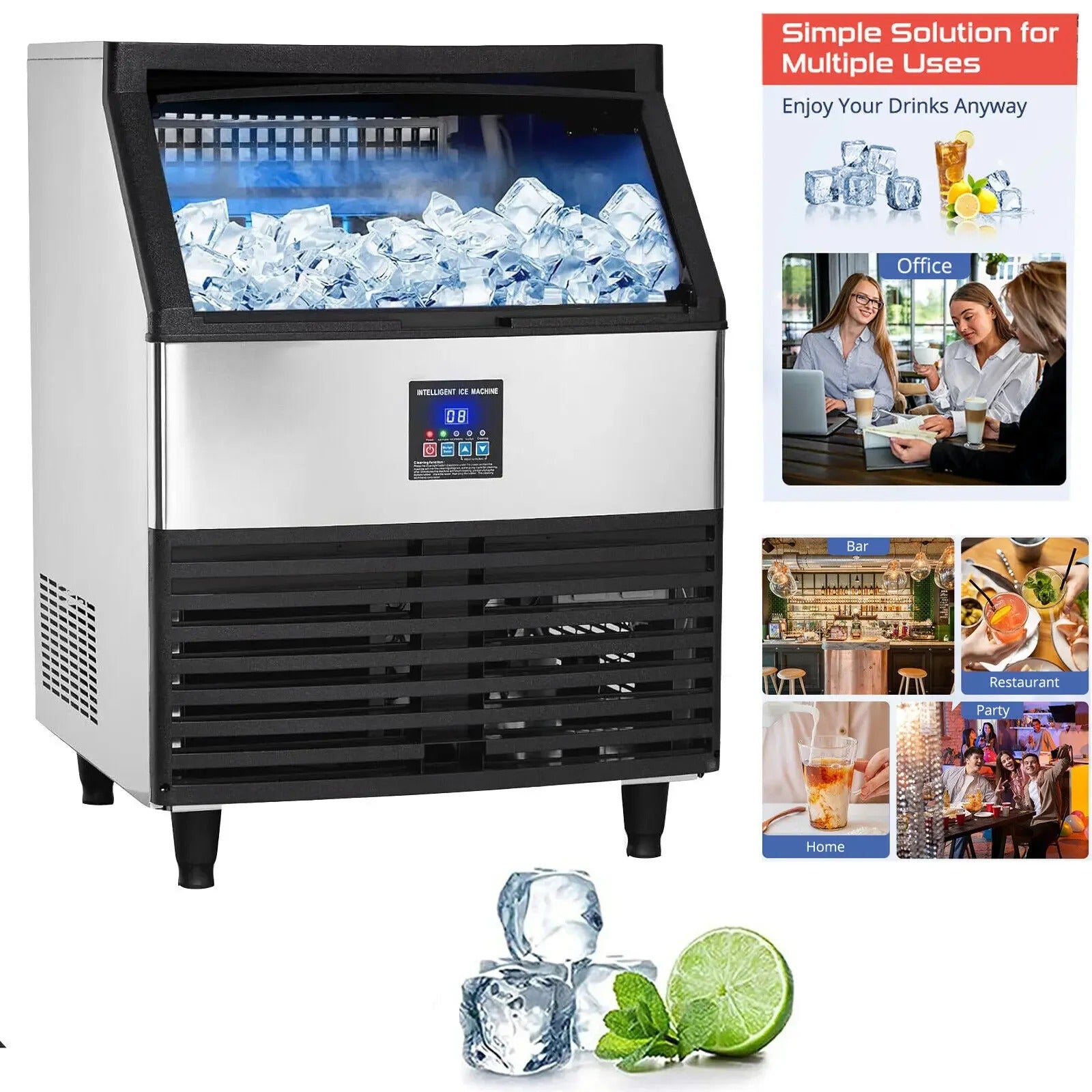Sihao Ice Cream Maker macchina ghiaccio 120kg/24h