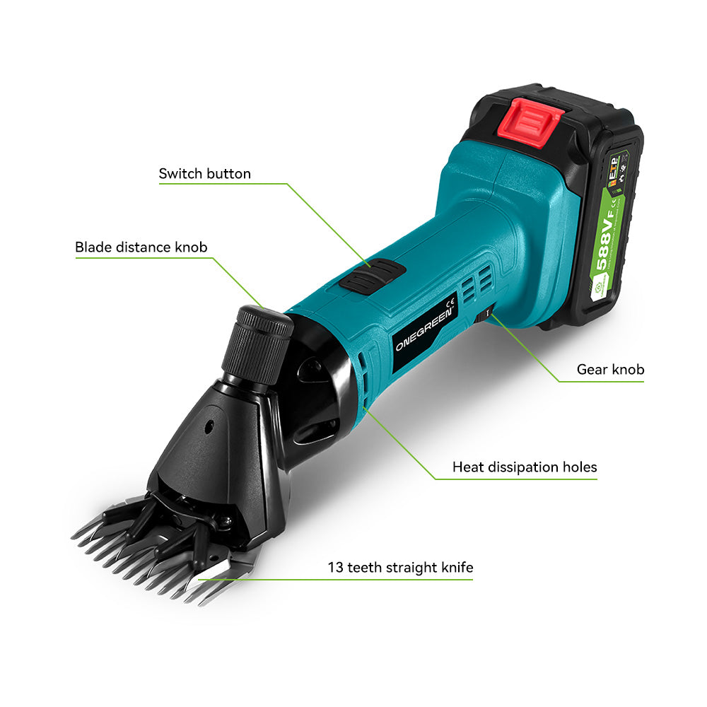 ONEVAN Home Appliances Tosatrice Pecore 13 Denti con 2 Batterie