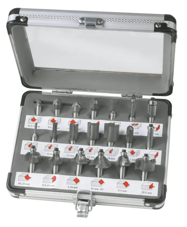 FERM PRA1008 set frese legno 20 pezzi gambo 8 mm metallo duro
