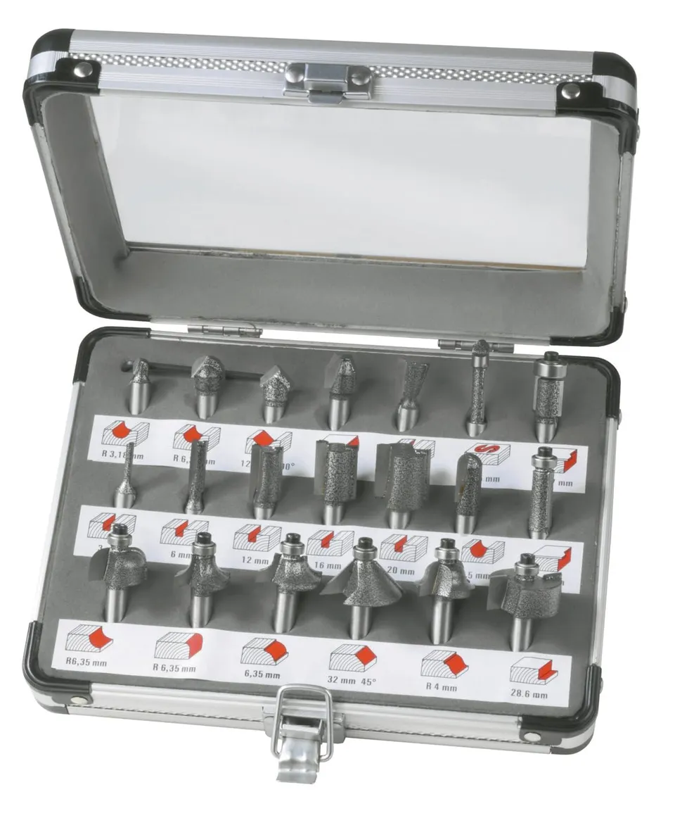 FERM PRA1008 set frese legno 20 pezzi gambo 8 mm metallo duro