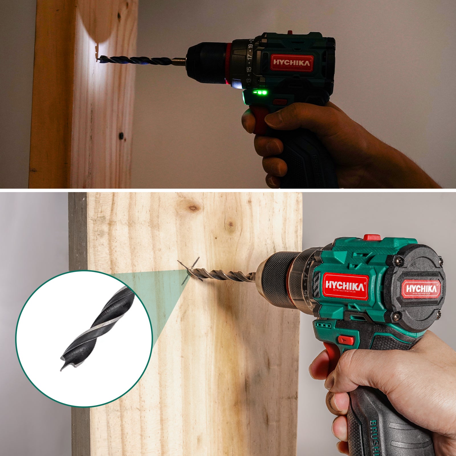 HYCHIKA trapano avvitatore brushless 16,8V 45Nm mandrino 10mm 53pz