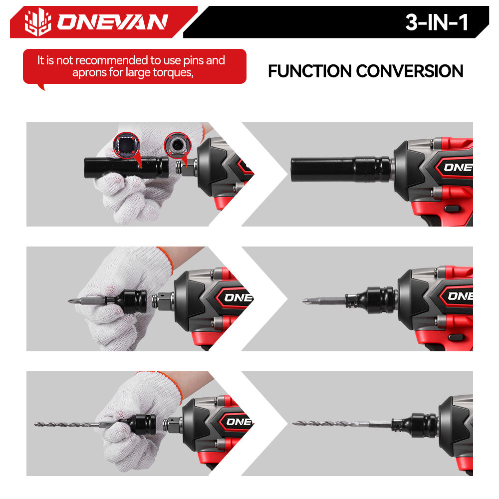 ONEVAN Automotive Tools Chiave a Impulsi 1/2" 500Nm Rossa 18V