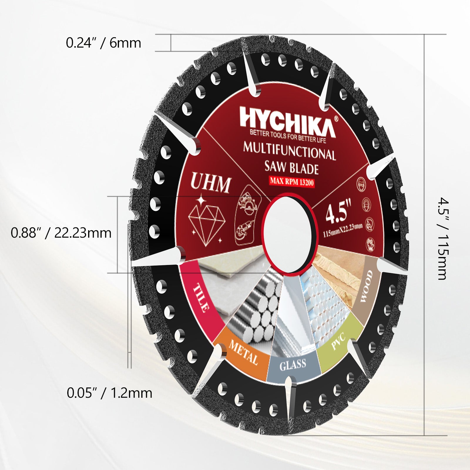 HYCHIKA set 5 dischi diamantati 115mm taglio + smerigliatura carrozzeria