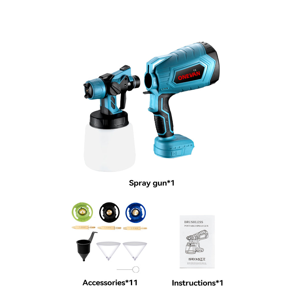 ONEVAN Kit 3pz Pistola Vernice+Livella Laser+Rivettatrice 21V