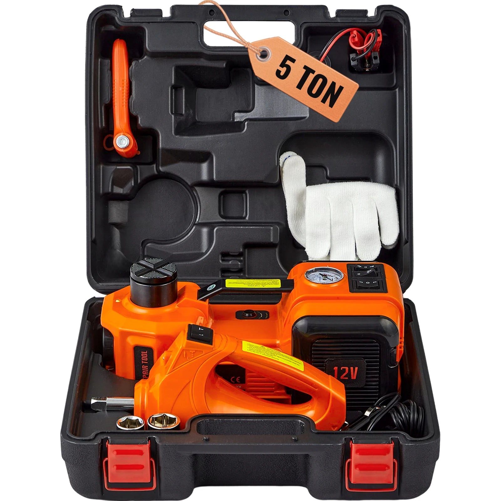 Sihao Kit Cric Auto Elettrico 5T con Chiave e Pompa