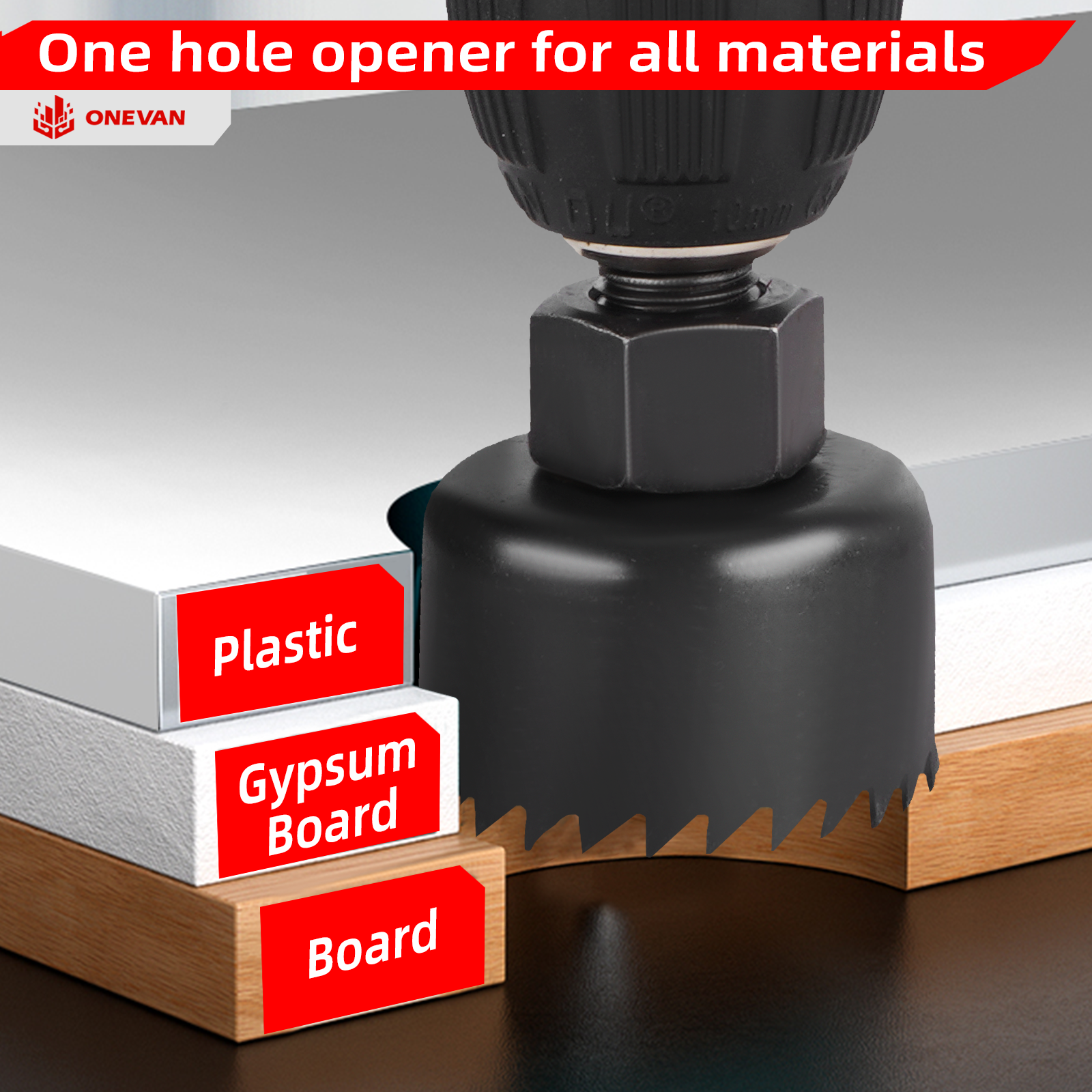 ONEVAN Tool Accessories Kit 19pz Seghe a Tazza + Bussole