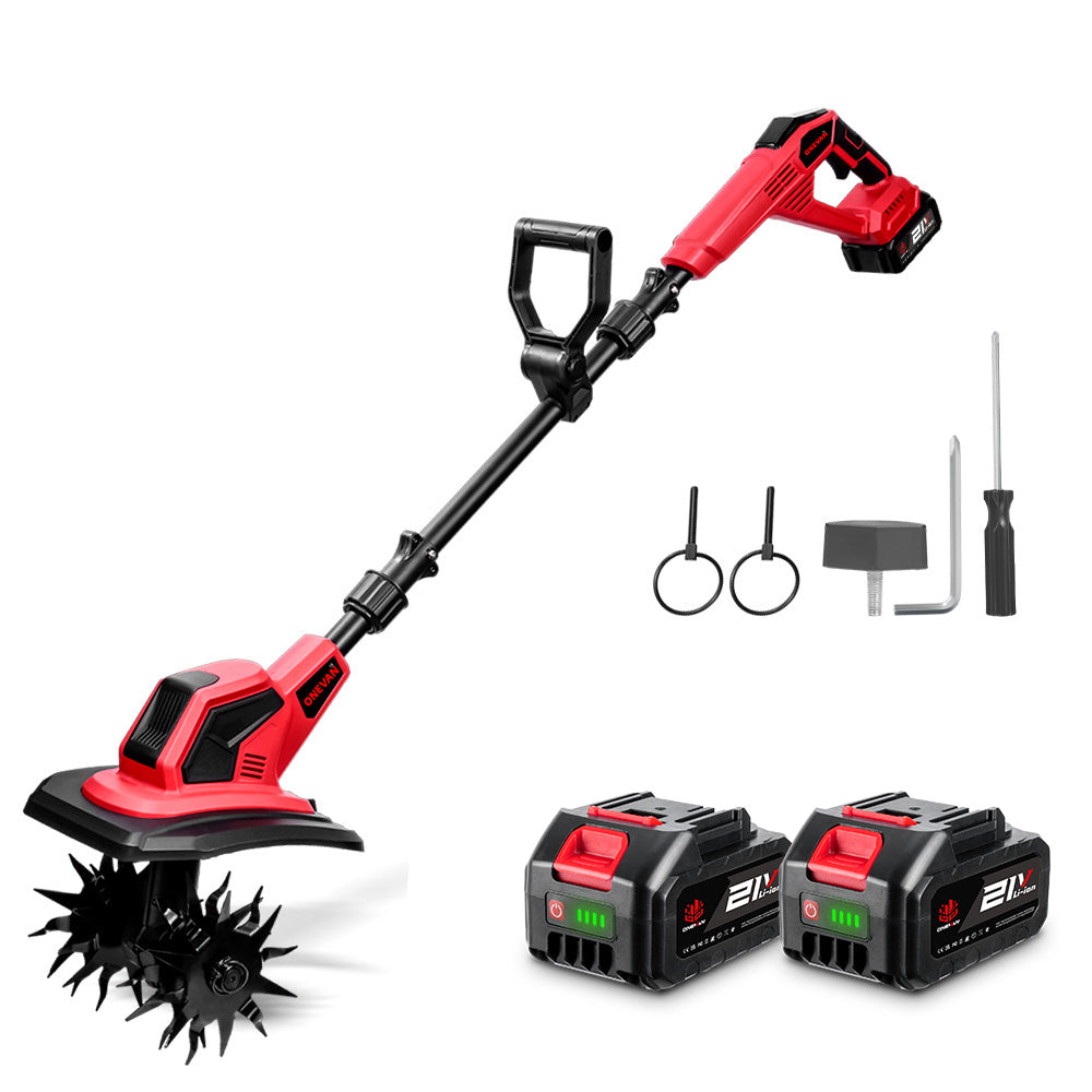 ONEVAN Garden Tools Motozappa a Batteria 21V 17cm 2 Batterie