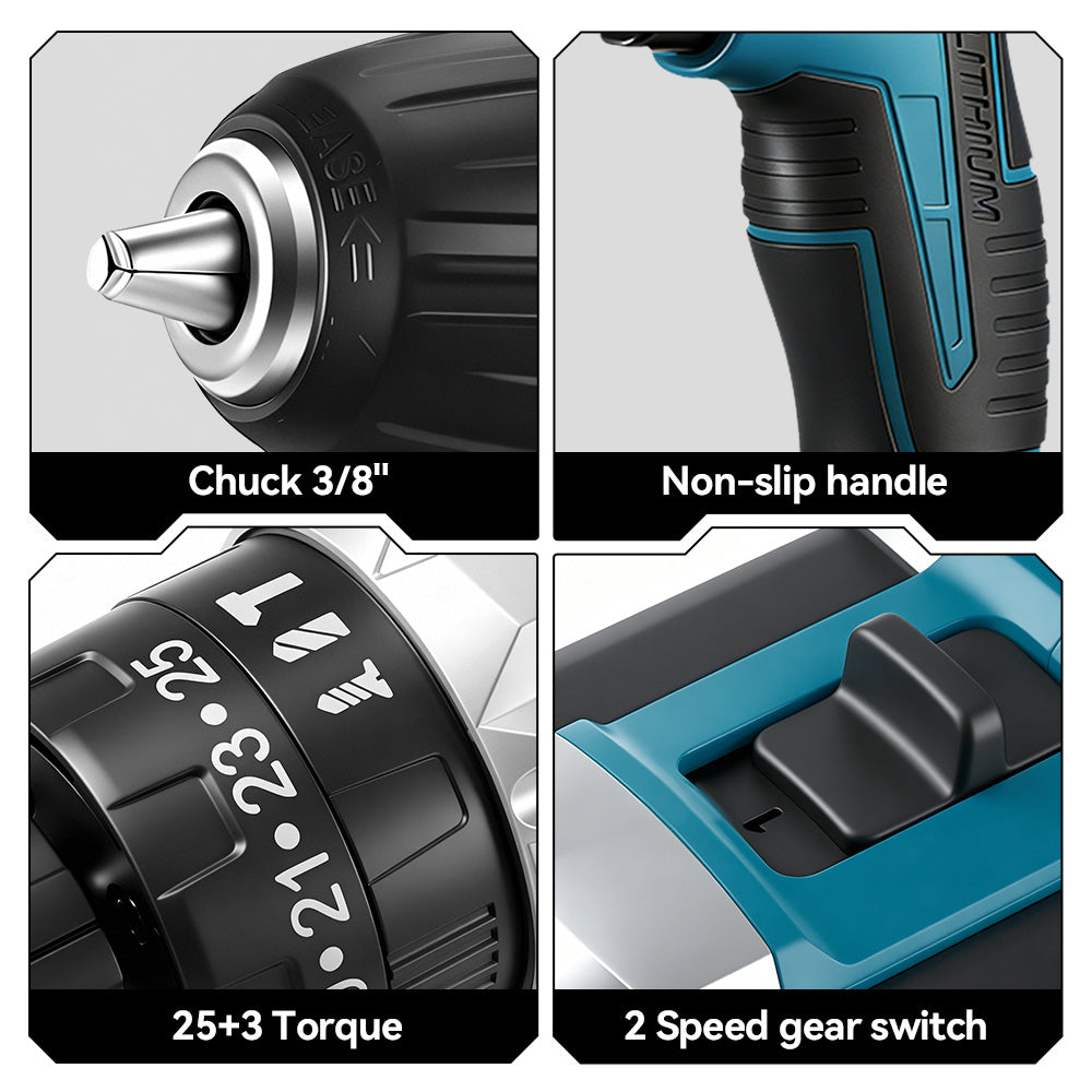 ONEVAN Home Improvement trapano avvitatore 38Nm 24pz blu