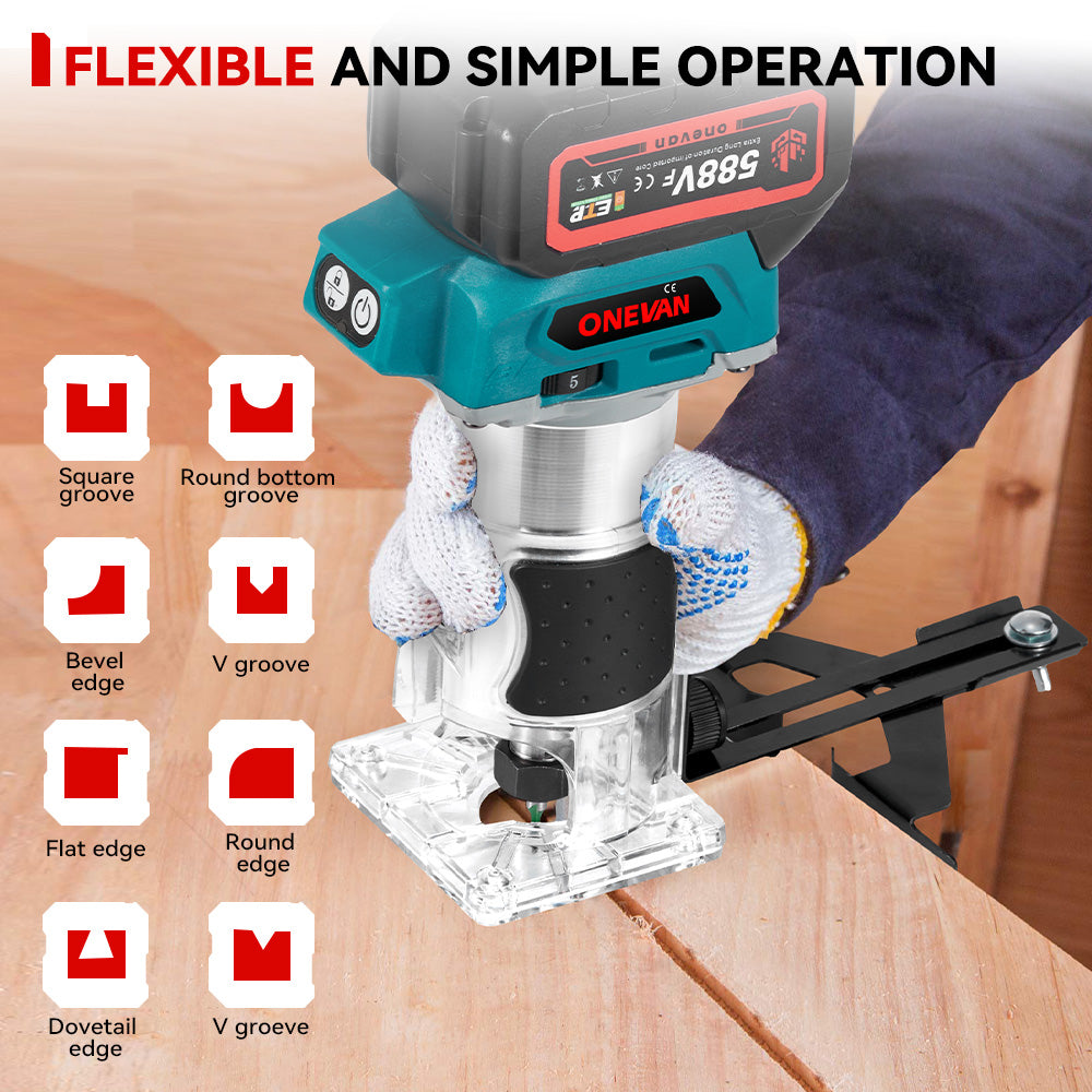 ONEVAN Woodworking Tools Rifilatore 300W Base Trasparente