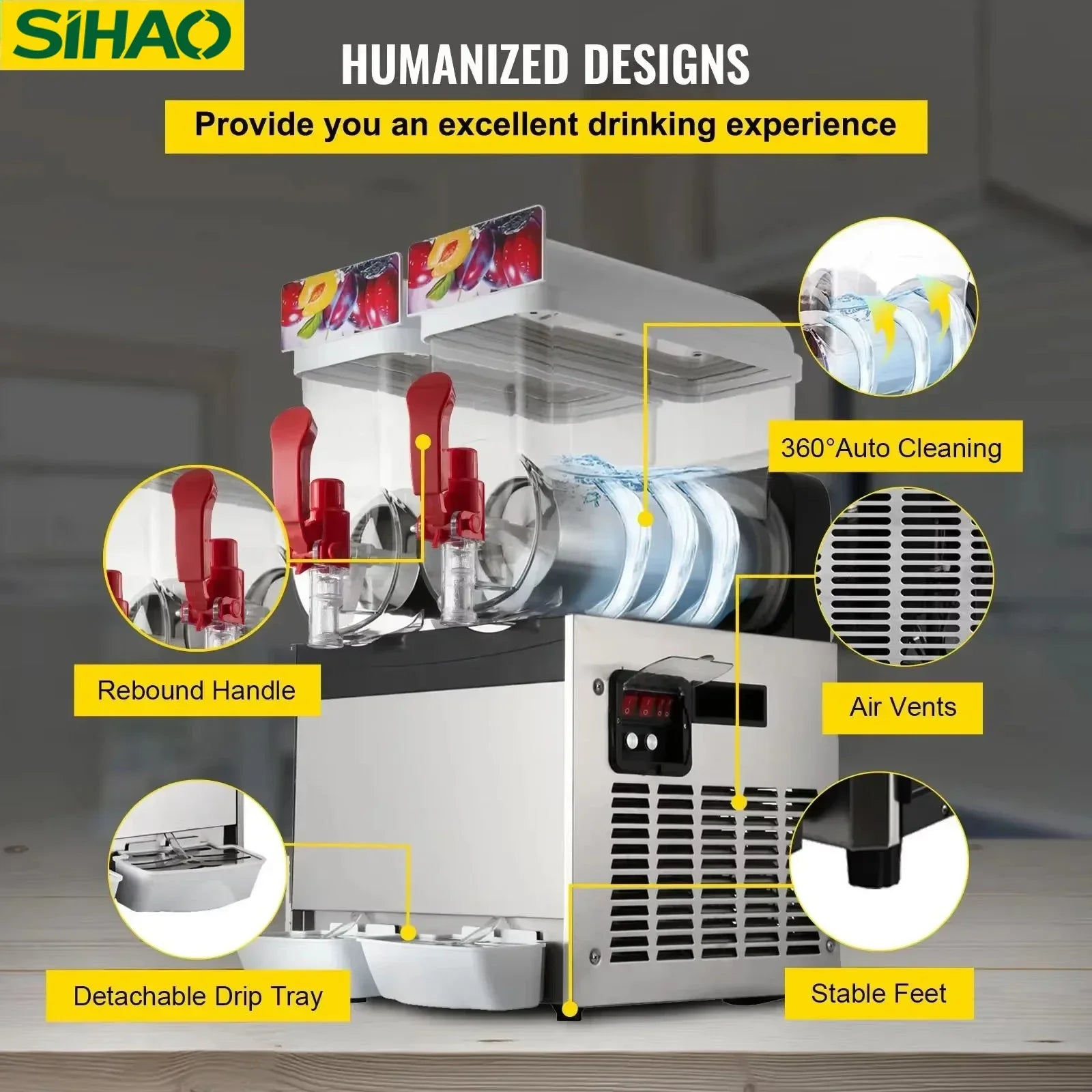 Sihao Ice Cream Maker Granitore Doppio 15Lx2 30L