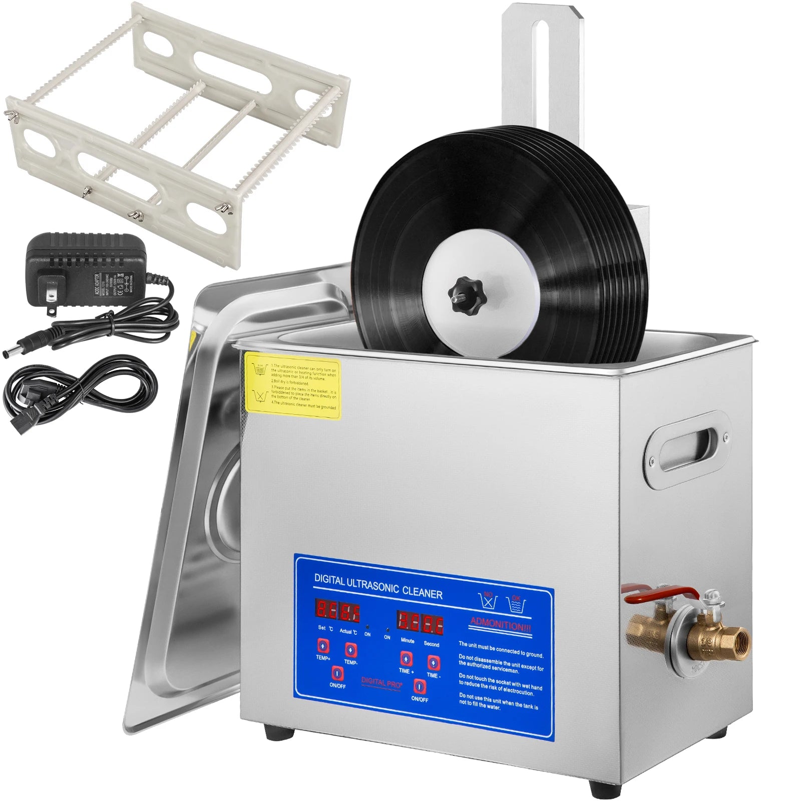 Sihao Ultrasonic Cleaners 6L 180W pulitore vinili 40kHz con rack