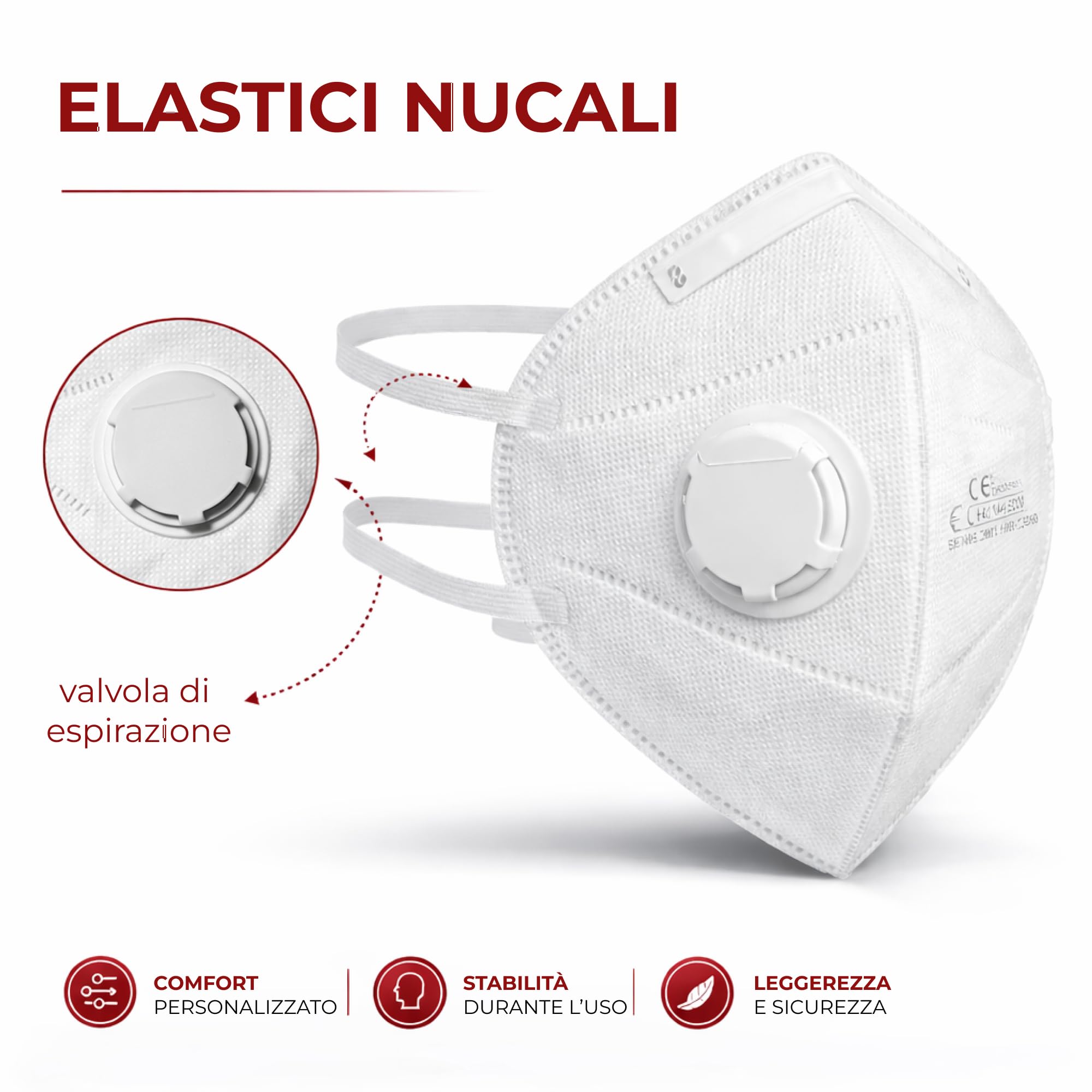 Ventux FFP3 con Valvola Mascherine 20 Pz Protezione Polveri