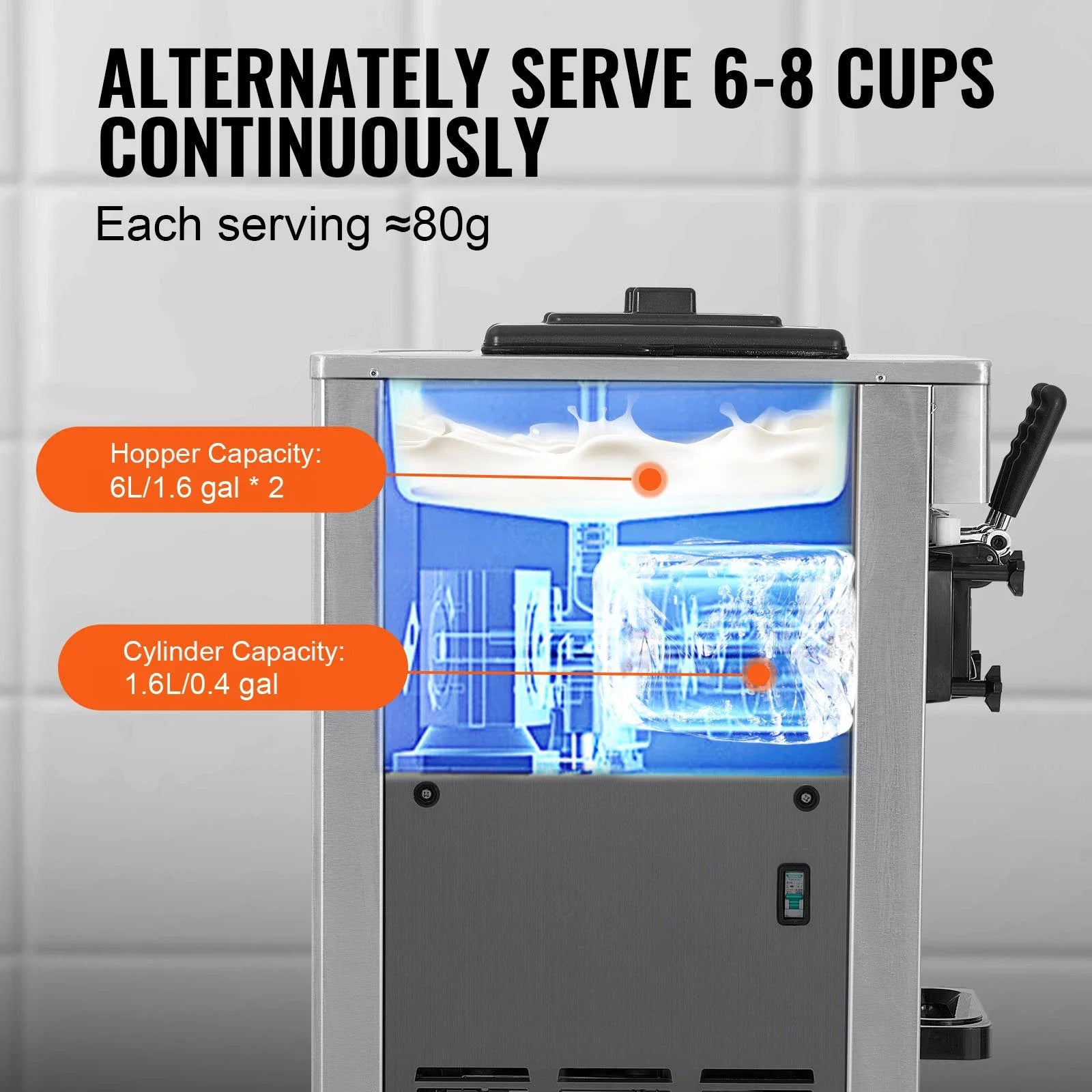 Sihao Ice Cream Maker Gelatiera Soft S20B 1400W 20L/h