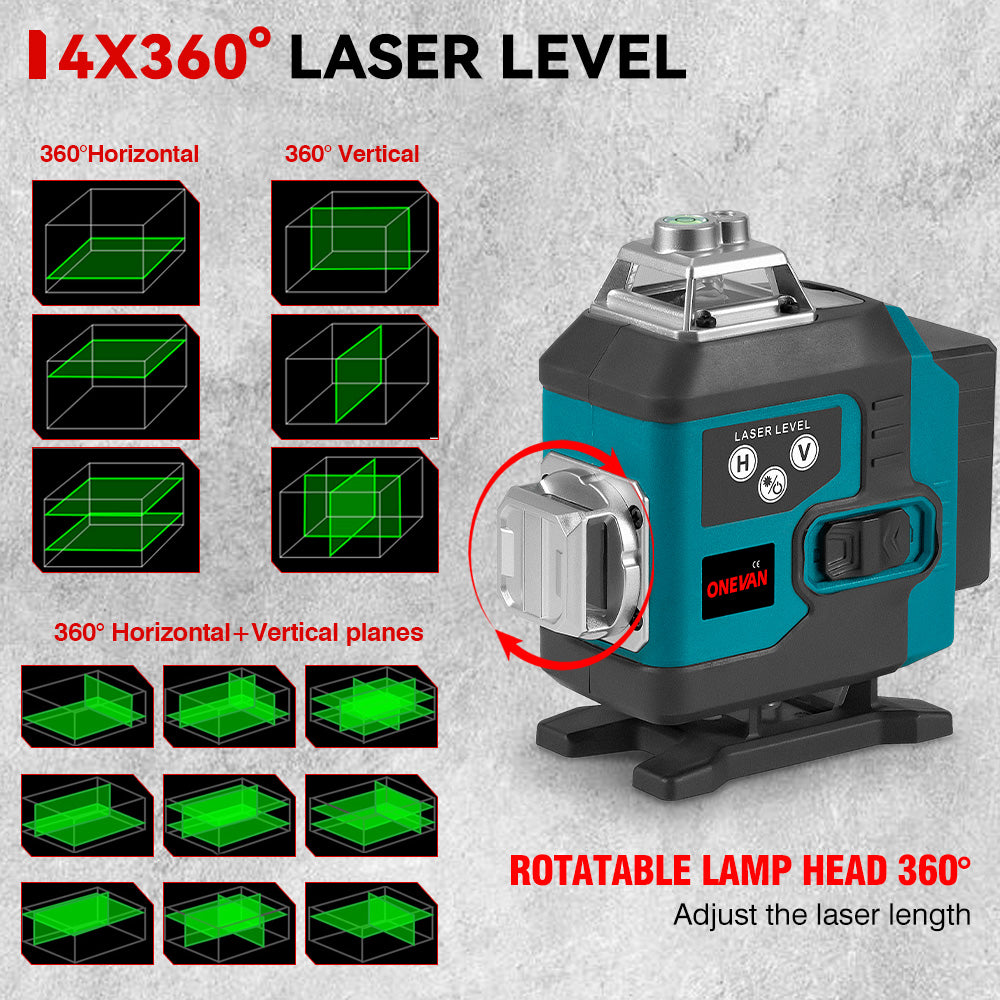 ONEVAN Home Improvement Livello Laser Verde 16 Linee 4D Treppiede