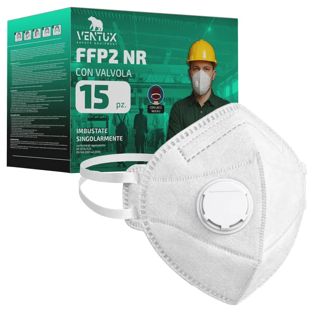 Ventux FFP2 con valvola mascherina monouso 15 pezzi
