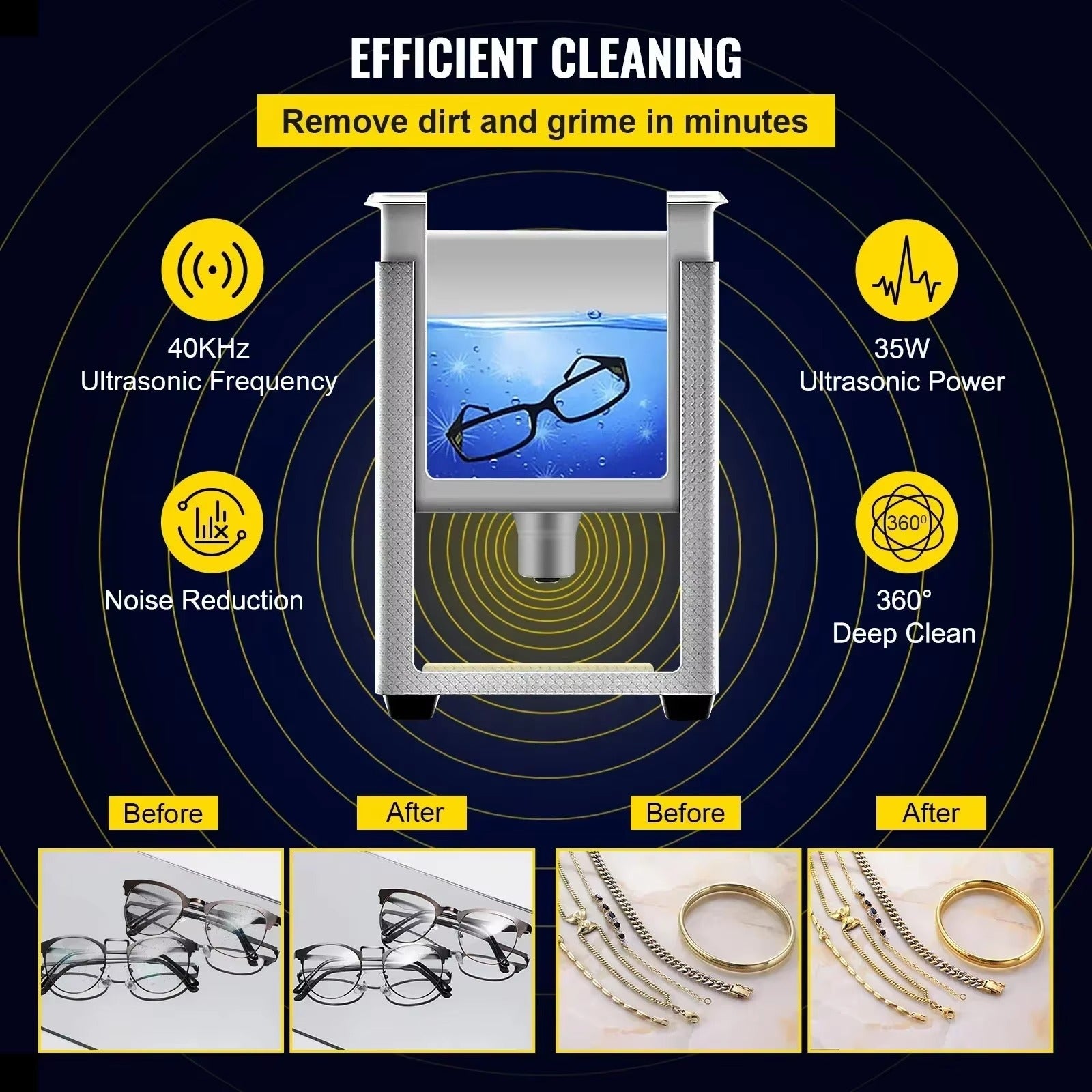 Sihao Ultrasonic Cleaners pulitore ultrasuoni 800ml 30W