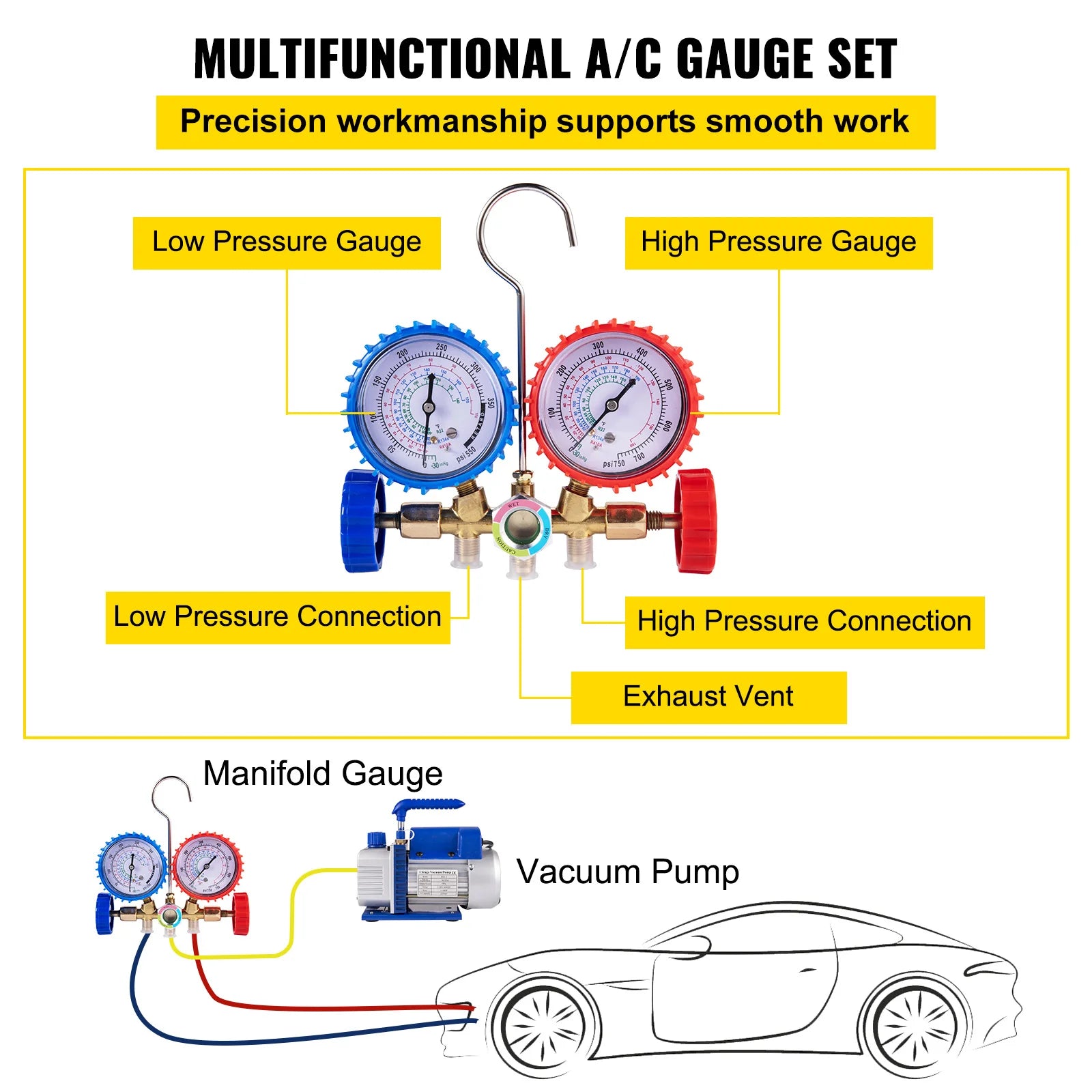 Sihao pompa vuoto 4CFM manometri per HVAC auto