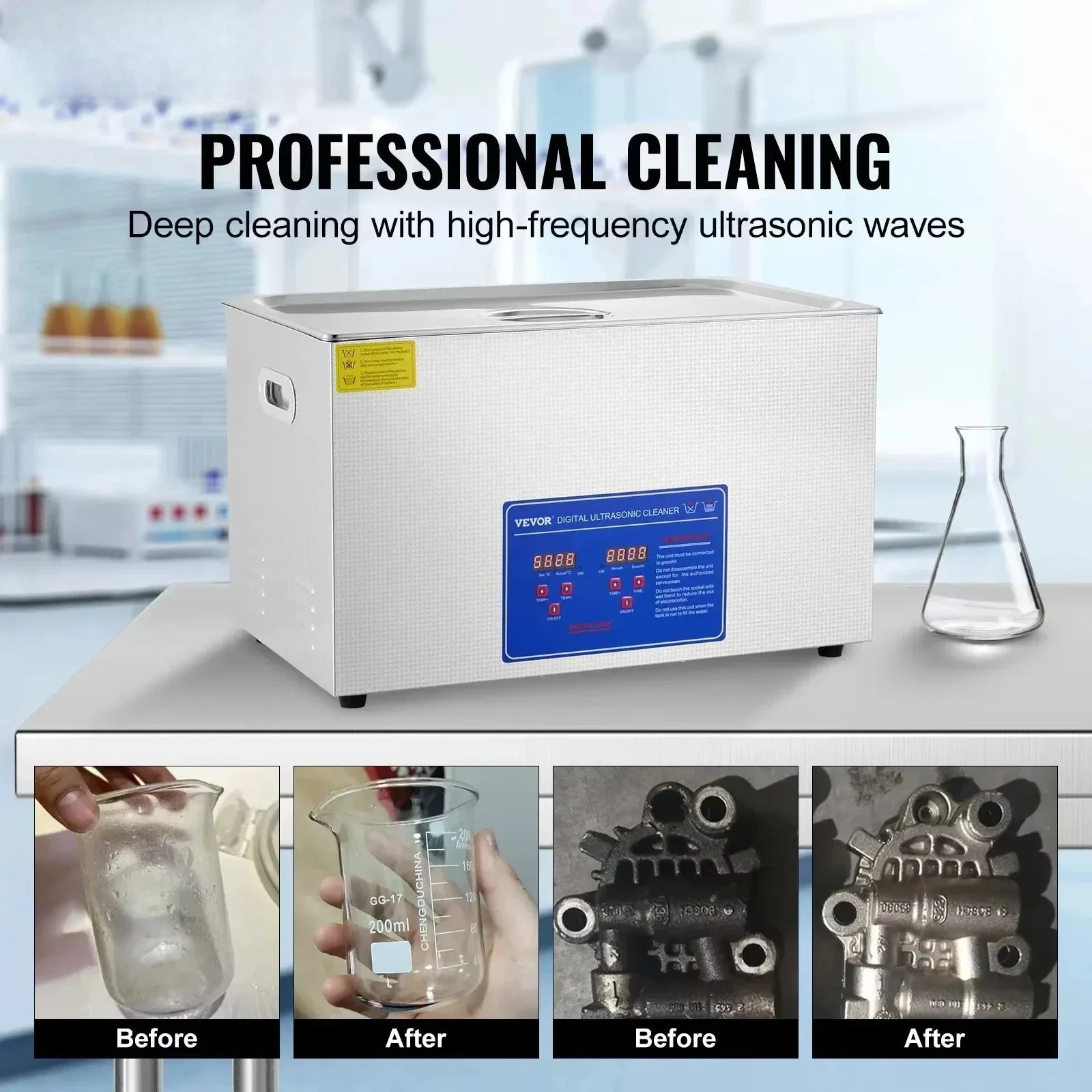 Sihao Ultrasonic Cleaners Pulitore Ultrasuoni 1.3L 40kHz Riscaldato