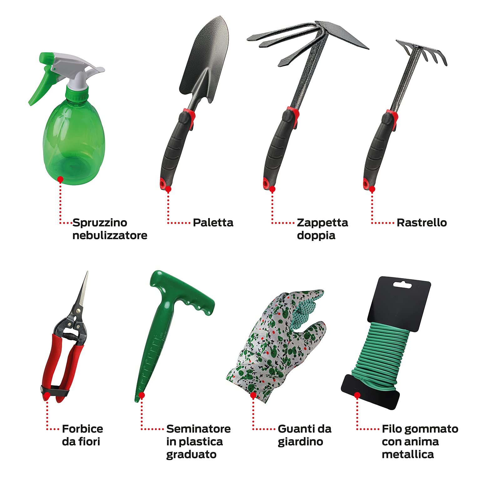 Valex Set Giardinaggio Borsa 8 Utensili Paletta Rastrello