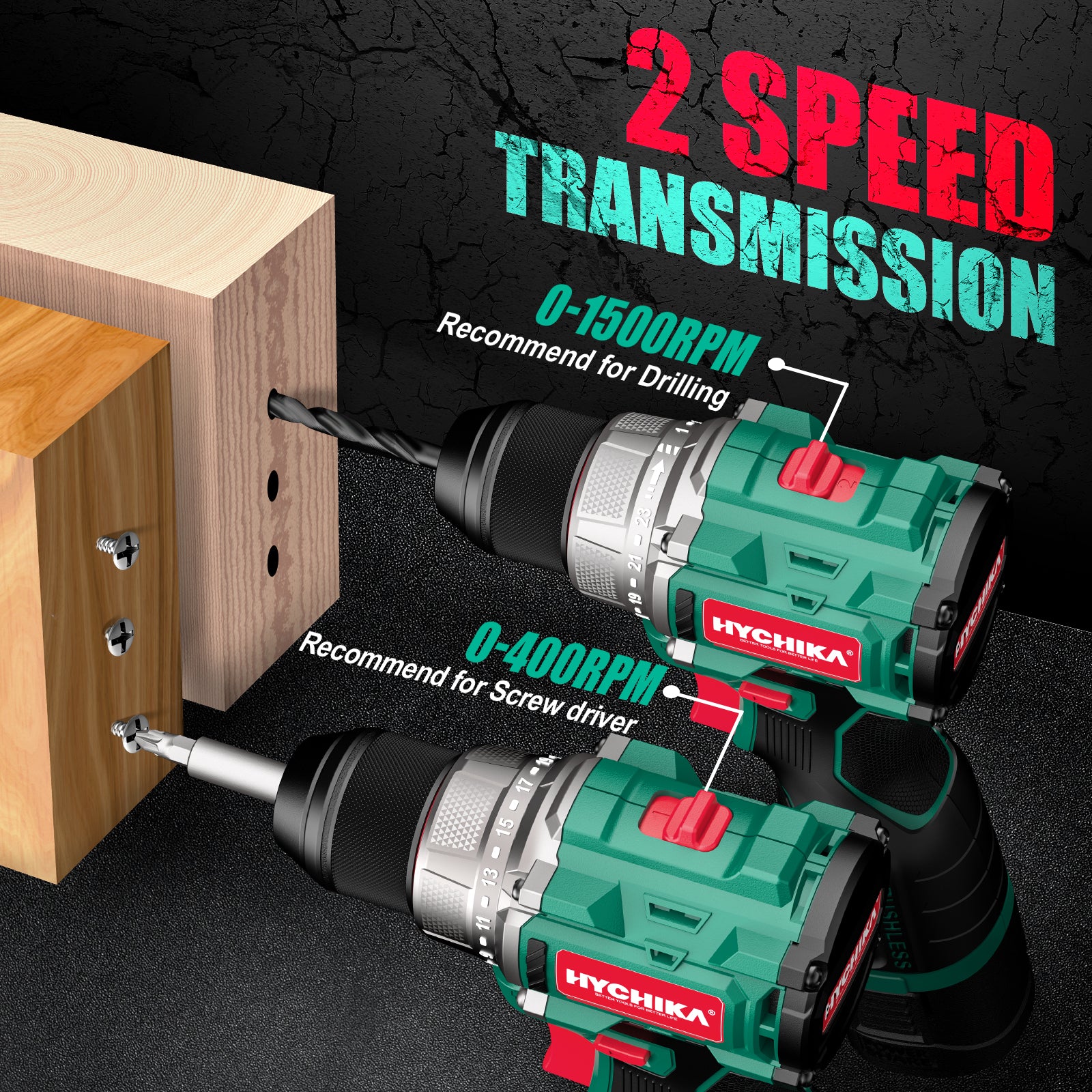 HYCHIKA trapano avvitatore brushless 16,8V 45Nm mandrino 10mm 53pz