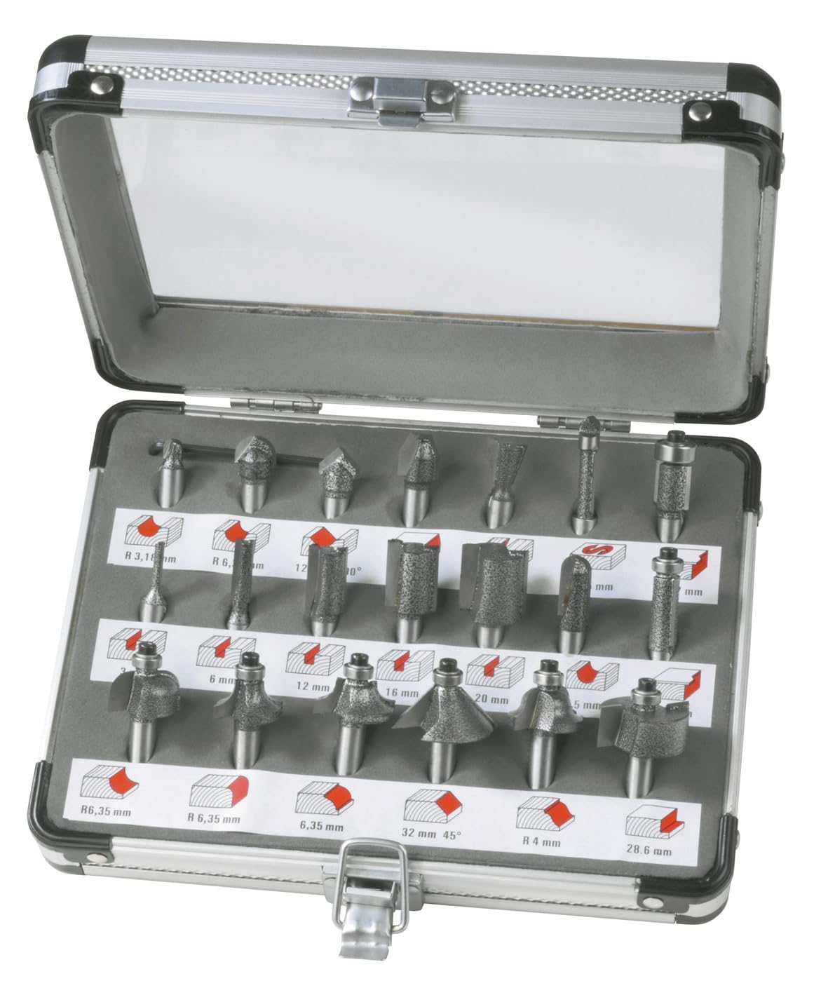FERM PRA1008 set frese legno 20 pezzi gambo 8 mm metallo duro