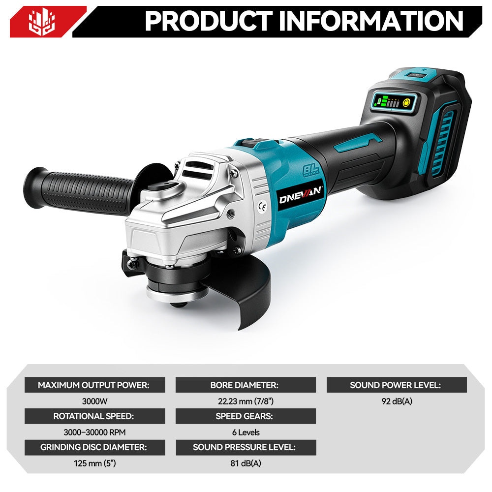 ONEVAN Cordless Tool Set Kit 3Pz 1200N·m Smerigliatrice Trapano