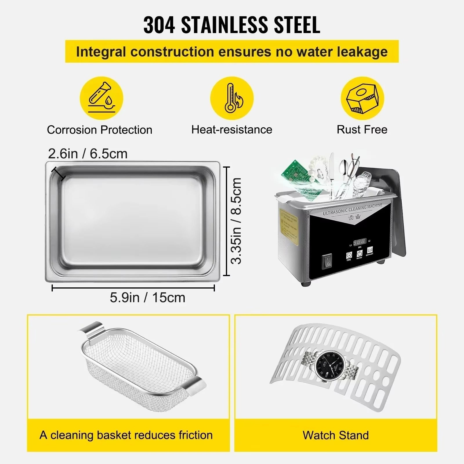 Sihao Ultrasonic Cleaners pulitore ultrasuoni 800ml 30W