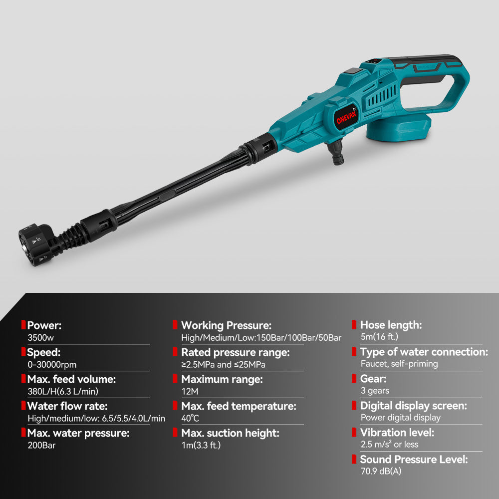 ONEVAN Cordless Tool Set idropulitrice 12 bar + lucidatrice 3.0Ah